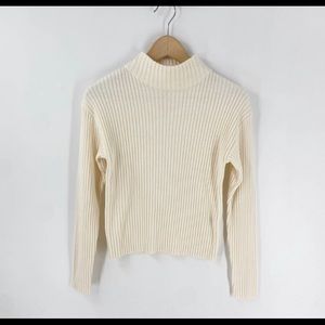 Rhythm. by Pacsun Women's Cream Long Sleeve Mock Neck Ribbed Sweater Size S